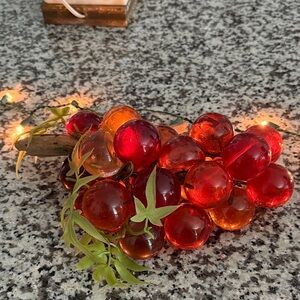Decorative Red Glass Grapes Cluster